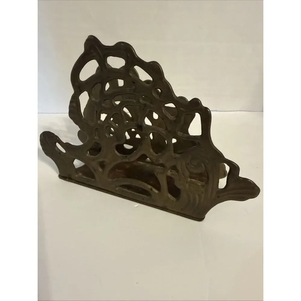 Vintage Napkin/Letter Holder Solid Brass Art Nouveau Ornate Teleflora. ￼